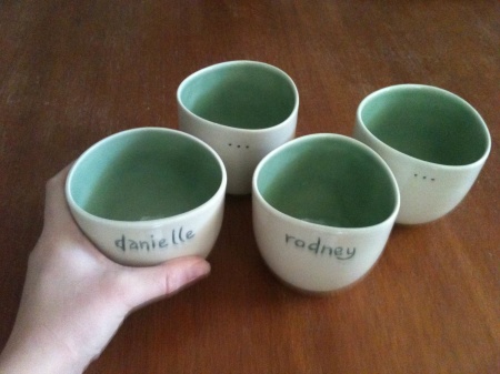 A set of personalised cupping cups